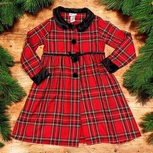 Elegant Red Plaid Kids Formal Dress